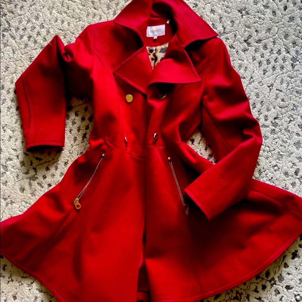 Laundry by Shelli Segal Red Wool Peacoat Med NWOT